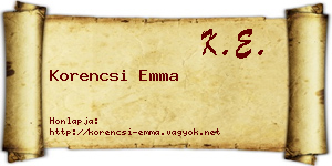 Korencsi Emma névjegykártya